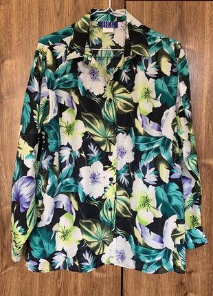 Шовкова блуза у яскравий квітковий принт від her
