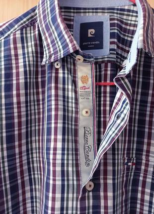 Оригинал брендовая мужская рубашка в клетку сорочка чоловіча pierrecardin2 фото