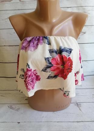 Топ блуза на резинці в квітковий принт