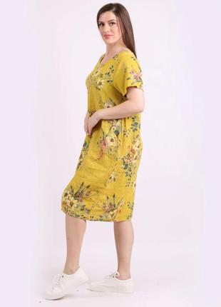 Льняное платье 👗 цветочный аринт италия /9554/2 фото
