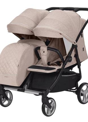 Прогулянкова коляска для двійні carello connect cotton beige3 фото