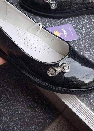 Лаковые туфли для девочки с кожаной стелькой туфлі для дівчинки р.33-3710 фото