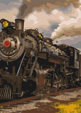 Картина по номерам 48х60 на деревянном подрамнике "поезд" bs53714l1 фото