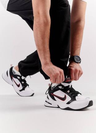 Мужские кроссовки nike air monarch white black red2 фото