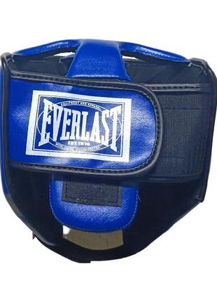 Шлем тренировочный каратэ everlast кик-бокс l кожзам синий5 фото