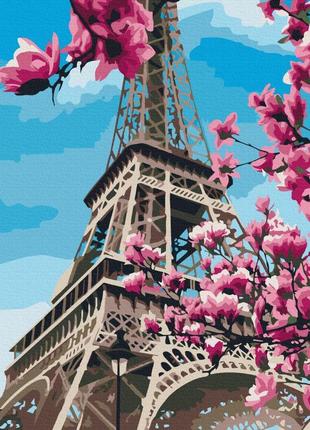 Картина за номерами 48х60 на дерев'яному підрамнику "цвітіння магнолій в парижі" bs32320l