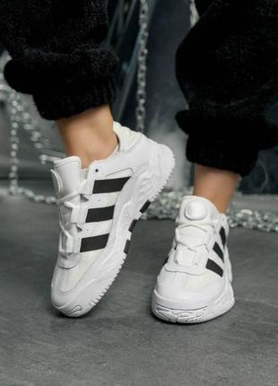Женские кроссовки adidas niteball all white & black3 фото