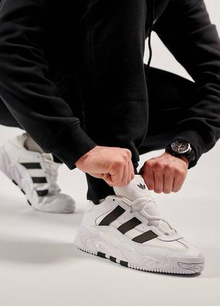 Мужские кроссовки adidas niteball all white & black2 фото