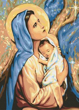 Картина по номерам 48х60 на деревянном подрамнике "мария и иисус" bs24165l