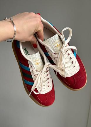 Замшеві кеди adidas gazelle red/blue/white9 фото