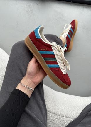 Замшеві кеди adidas gazelle red/blue/white3 фото