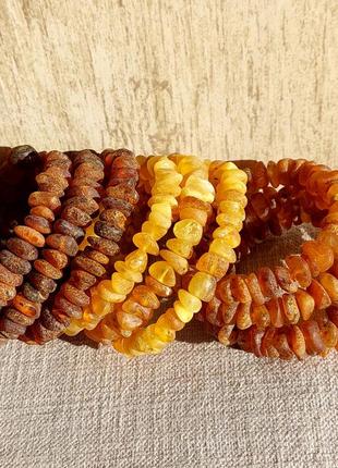 Багаторядний медовий янтарний браслет із натурального лікувального бурштину5 фото