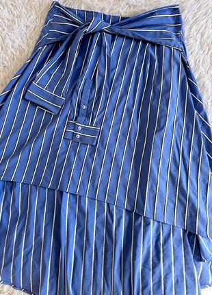 Оригинальная юбка zara в полоску с имитацией рубашки9 фото