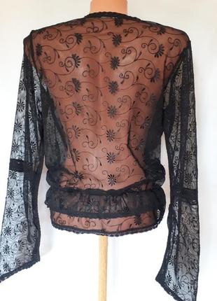 Черный ажурный пиджак с элементами бисера vila clothes (размер 38)7 фото