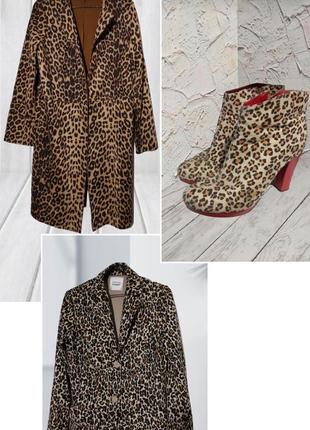 Леопардовый ансамбль. пальто, пиджак, ботильоны1 фото