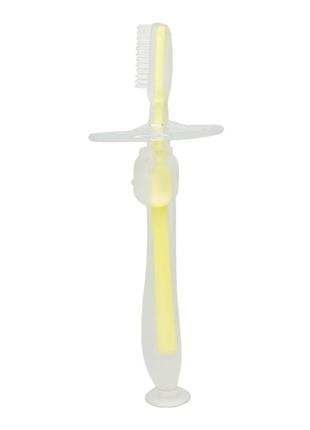 Силиконовая зубная щетка mumlove mgz-0707(yellow) с ограничителем1 фото