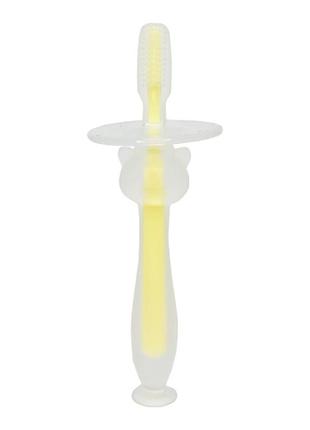 Силиконовая зубная щетка mumlove mgz-0707(yellow) с ограничителем2 фото