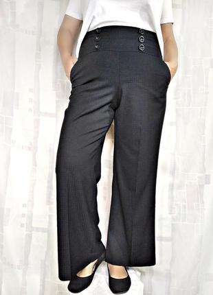 Елегантні широкі штани з фактурної тканини з кокеткою1 фото