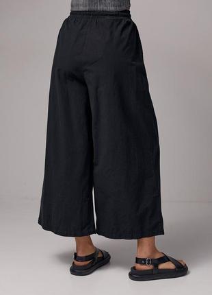 Женские брюки-кюлоты на резинке - черный цвет, m (есть размеры)2 фото