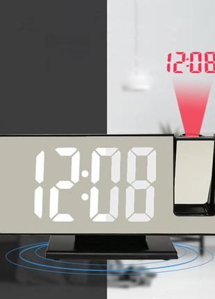 Годинник настільний із проєкцією часу на стелю з led-дисплеєм і будильником salemarket1 фото