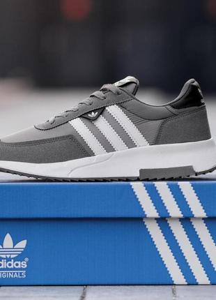 Кроссовки мужские легкие adidas retropy f2 dark grey стильные серые спортивные кросы замшевые адидас на лето