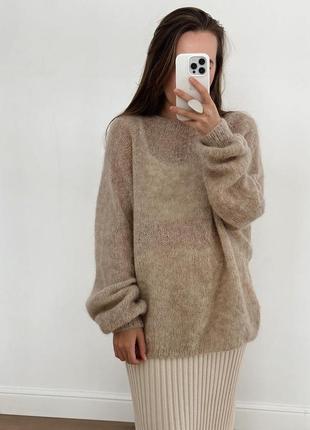 Базовий светр оверсайз з вовни альпака на шовку7 фото