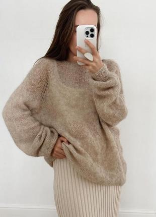 Базовий светр оверсайз з вовни альпака на шовку8 фото