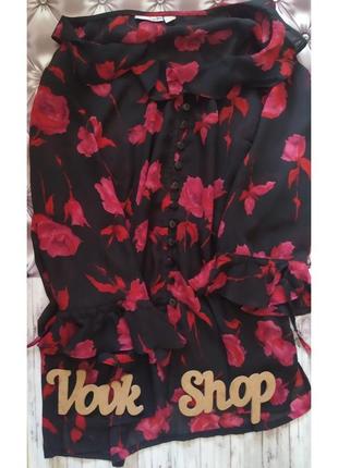Легкая блуза блузка летняя стильная нарядная с розами цветами sotinich цветочками легкая легка лёгкая блузка чорна черная чёрная2 фото