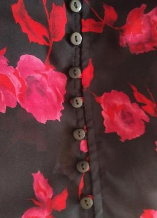 Легкая блуза блузка летняя стильная нарядная с розами цветами sotinich цветочками легкая легка лёгкая блузка чорна черная чёрная6 фото