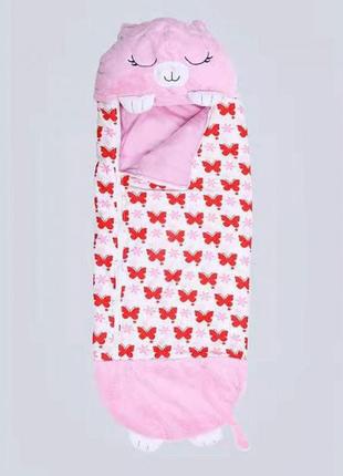 Спальный детский мешок 3в1 для сна подушка игрушка спальник 140х50 см на молнии happy nappers. цвет: розовый4 фото