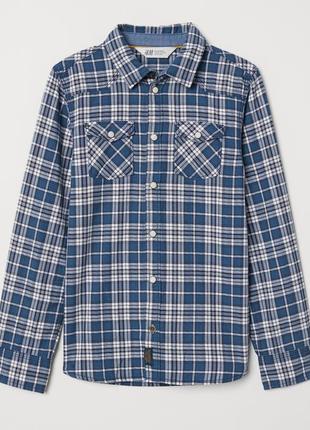 Рубашка h&m для девочки  092 см (18-24 months) синий в клетку  60013