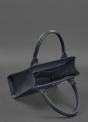 Шкіряна жіноча сумка-кросбоді темно-синя blanknote6 фото
