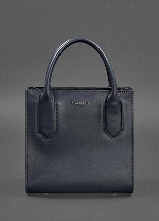 Шкіряна жіноча сумка-кросбоді темно-синя blanknote2 фото