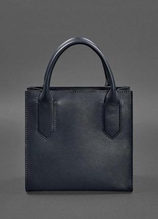Шкіряна жіноча сумка-кросбоді темно-синя blanknote7 фото