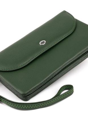 Клатч из кожи женский st leather 19320 зеленый 19х9,5х2,54 фото