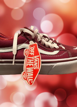 Кеды vans old skool bordo white ванс вишневые унисес