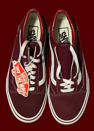 Кеды vans old skool bordo white ванс вишневые унисес3 фото