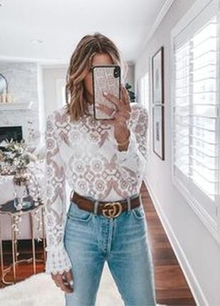 Zara біла мережива блуза4 фото