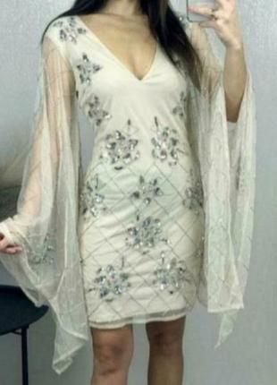 Сукня рркчна вишивка камні стеклярус з рукавами кімано3 фото