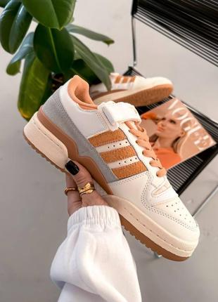 Жіночі кросівки adidas forum low orange з натуральної шкіри