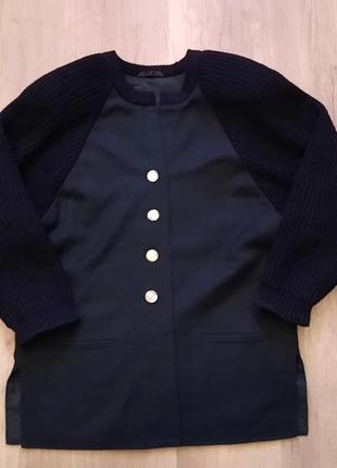 Пиджак/жакет с вязаными рукавами размер l-xl