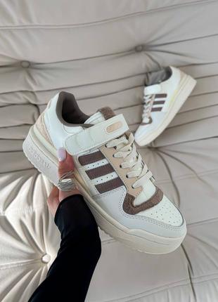 Женские кеды adidas forum teddy beige из натуральной кожи