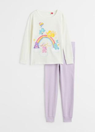 Піжама (лонгслів і штани) для дівчинки h&m 1100751-003 122 см (6-7 years) різнобарвний
