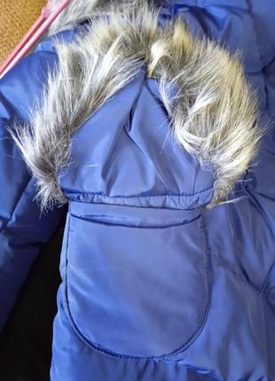 Зимове пальто синє дівчинка4 фото