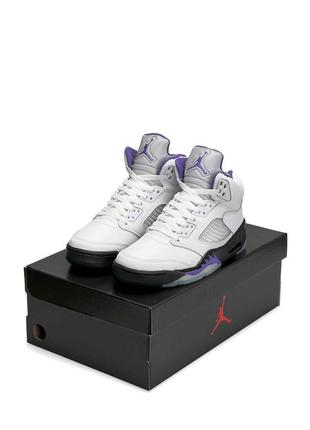 Жіночі кросівки nike air jordan 5 retro white black purple