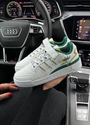 Жіночі кросівки adidas originals forum 84 low new white green yellow