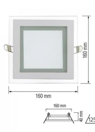 Світлодіодна квадратна панель "maria-12" 12w 6400к зі скляним декором3 фото