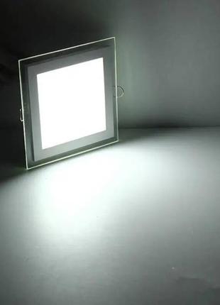 Світлодіодна квадратна панель "maria-12" 12w 6400к зі скляним декором2 фото