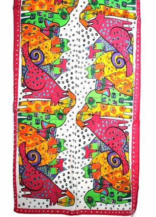 Тонкий прозорий шифоновий шарф на голову шию яскравий з собаками котами новий