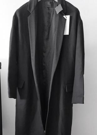 Новое пальто халат ikks франция 100% шерсть на запах чёрное оверсайз жакет бойфрендз кардиган2 фото